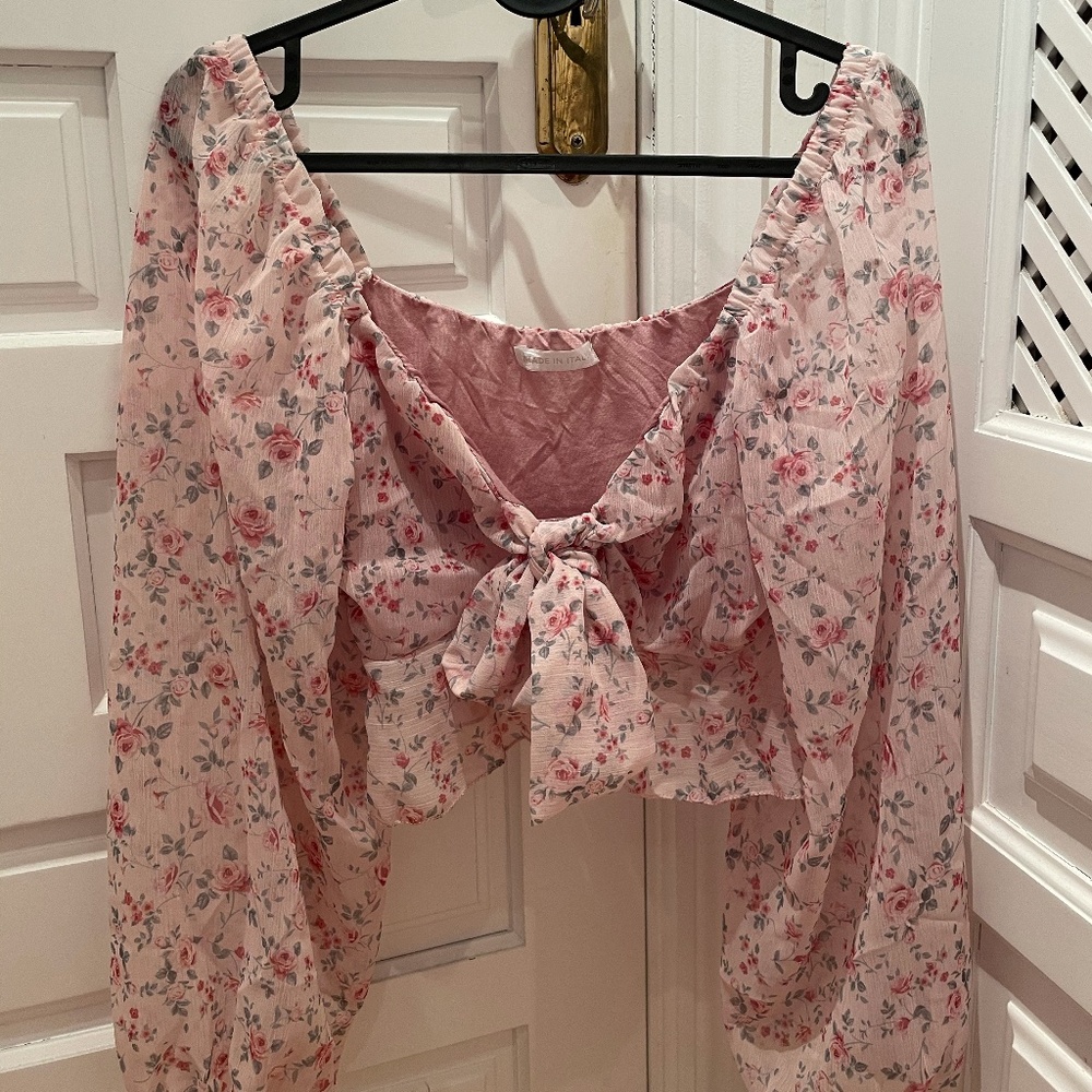 Pink Floral Crop Top